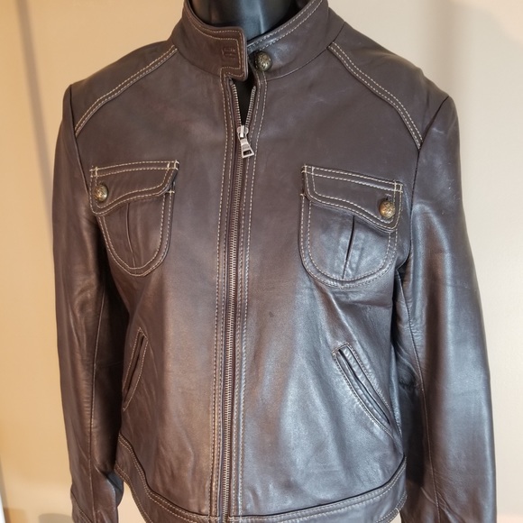 Guess Jackets & Blazers - Chocolate Leather Jacket
